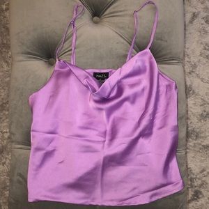 Lavender satin cowl cami